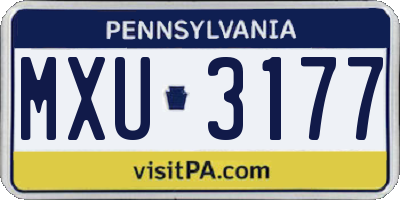 PA license plate MXU3177