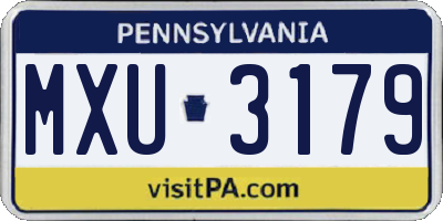 PA license plate MXU3179
