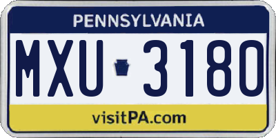 PA license plate MXU3180