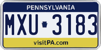 PA license plate MXU3183