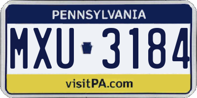 PA license plate MXU3184