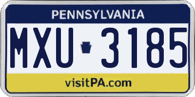 PA license plate MXU3185
