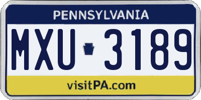 PA license plate MXU3189