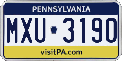 PA license plate MXU3190
