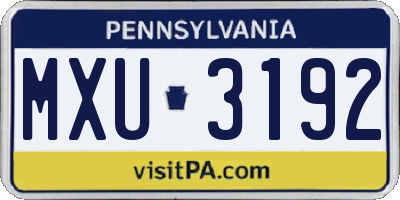 PA license plate MXU3192