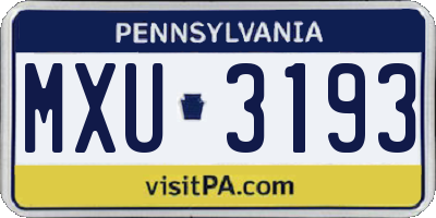 PA license plate MXU3193