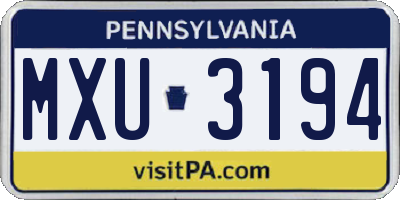 PA license plate MXU3194