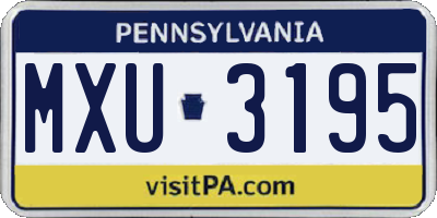 PA license plate MXU3195