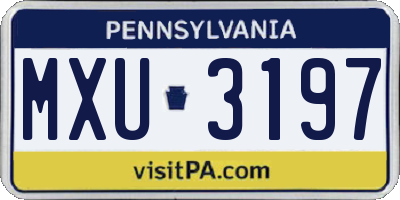 PA license plate MXU3197
