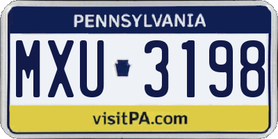 PA license plate MXU3198
