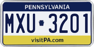 PA license plate MXU3201