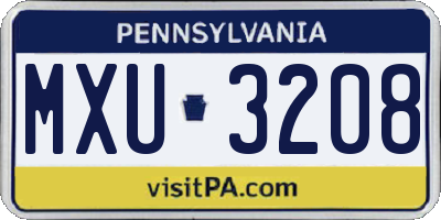 PA license plate MXU3208