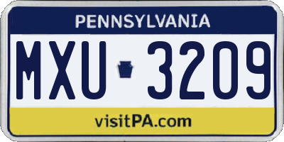 PA license plate MXU3209