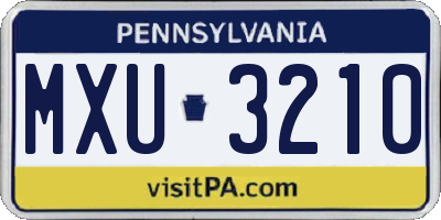 PA license plate MXU3210
