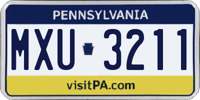 PA license plate MXU3211
