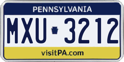 PA license plate MXU3212