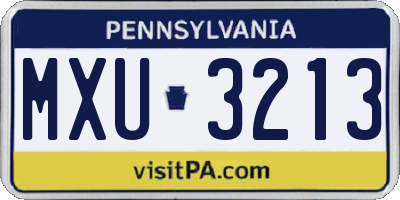 PA license plate MXU3213