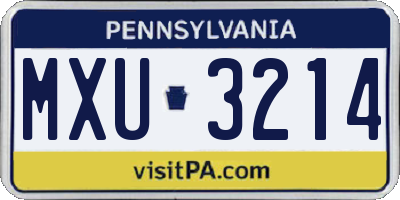 PA license plate MXU3214