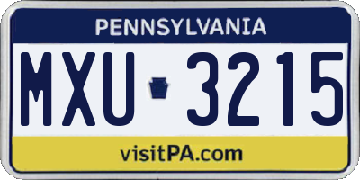 PA license plate MXU3215