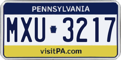 PA license plate MXU3217