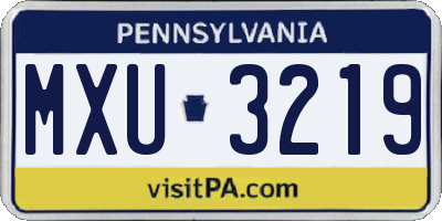PA license plate MXU3219