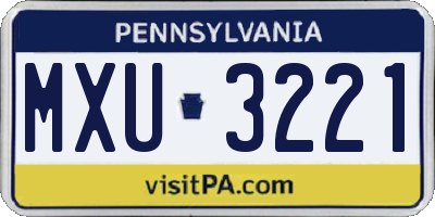 PA license plate MXU3221