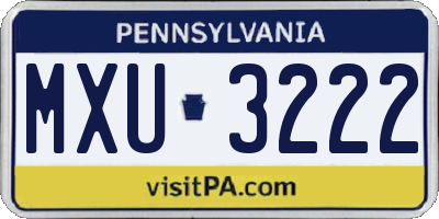 PA license plate MXU3222