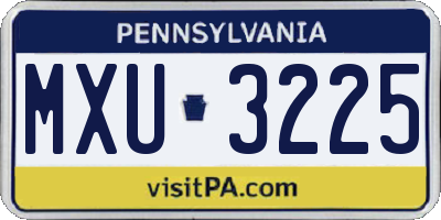 PA license plate MXU3225