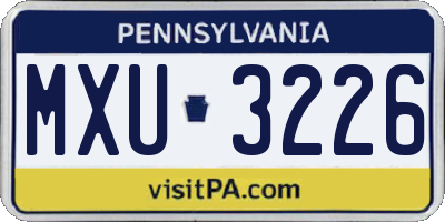 PA license plate MXU3226