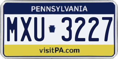 PA license plate MXU3227