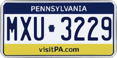 PA license plate MXU3229