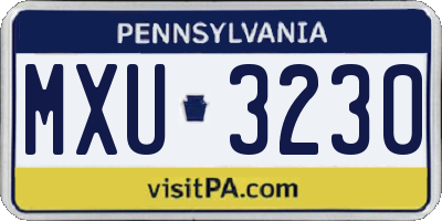 PA license plate MXU3230