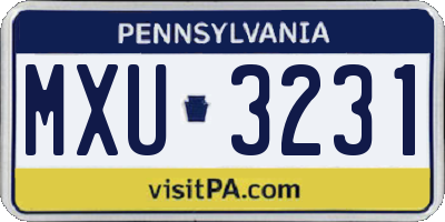 PA license plate MXU3231