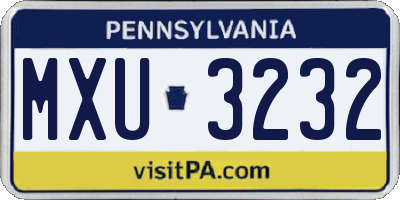 PA license plate MXU3232