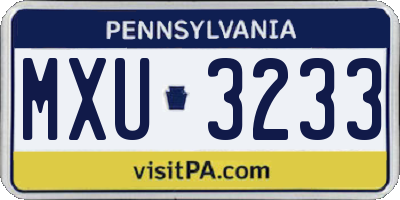 PA license plate MXU3233