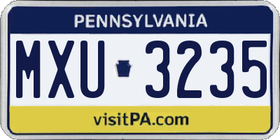 PA license plate MXU3235