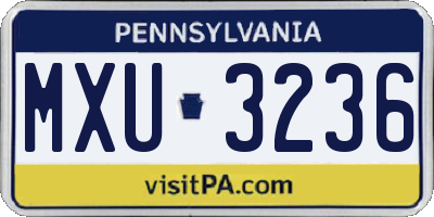 PA license plate MXU3236