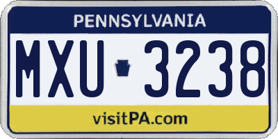 PA license plate MXU3238