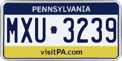PA license plate MXU3239