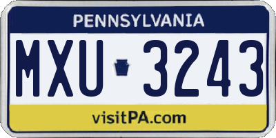 PA license plate MXU3243