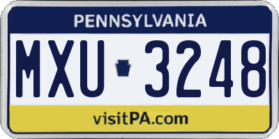 PA license plate MXU3248