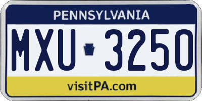 PA license plate MXU3250