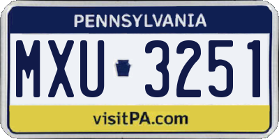 PA license plate MXU3251