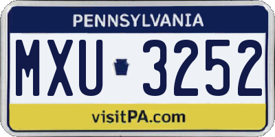 PA license plate MXU3252