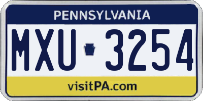 PA license plate MXU3254