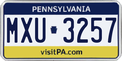 PA license plate MXU3257