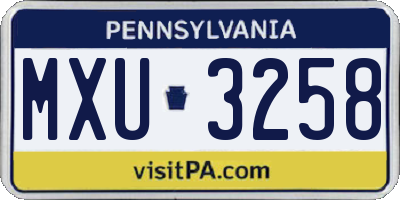 PA license plate MXU3258