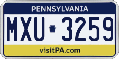PA license plate MXU3259