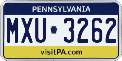 PA license plate MXU3262
