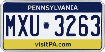PA license plate MXU3263